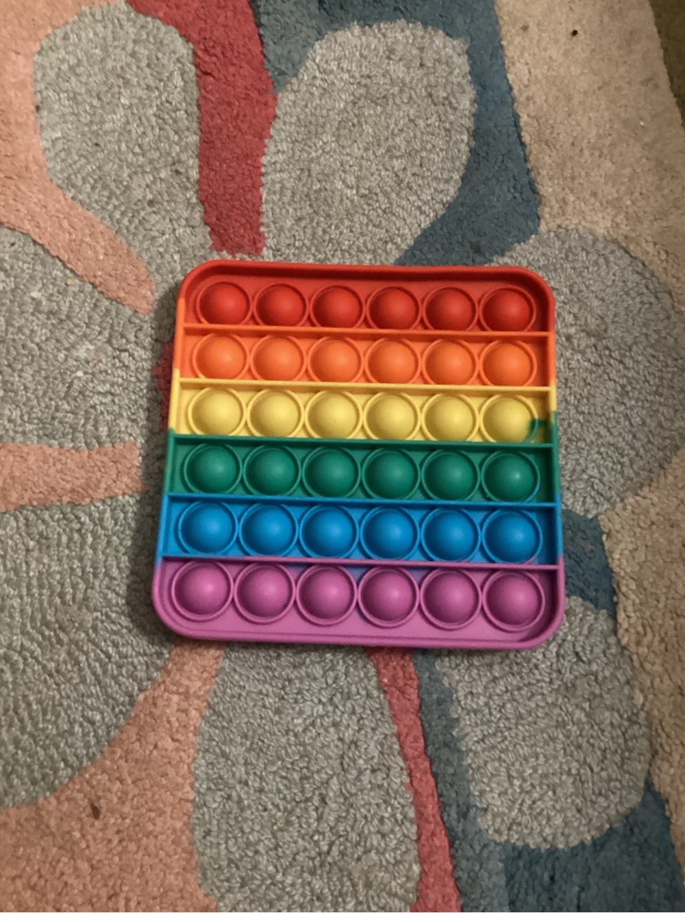 Rainbow Pop Fidget Toy - Multicolor Silicone Sensory Square